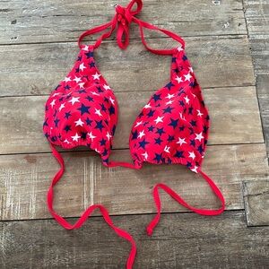 Red Star-Patterned Bikini Top